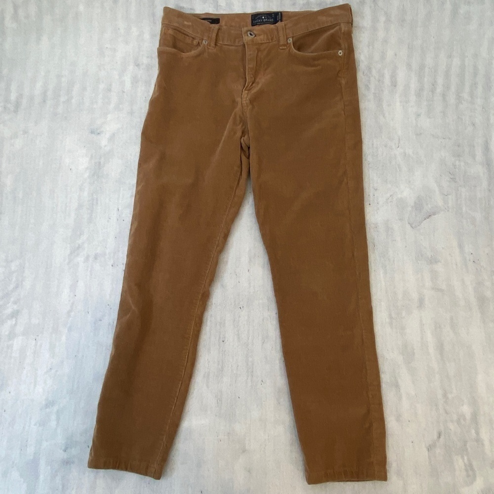 Lucky Brand Sofia Skinny Corduroy Pants Womens 10 Short 26" Inseam Light Brown